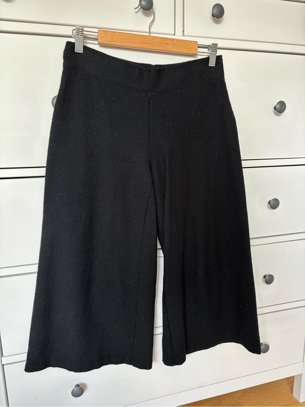 Eileen Fisher Black Knit Wide-Leg Pants